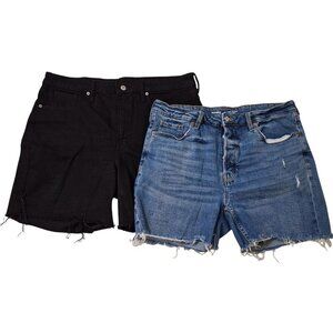 2 Old Navy Womens High-Rise O.G. Straight -Smooth Pockets Denim Shorts Bun Sz 16